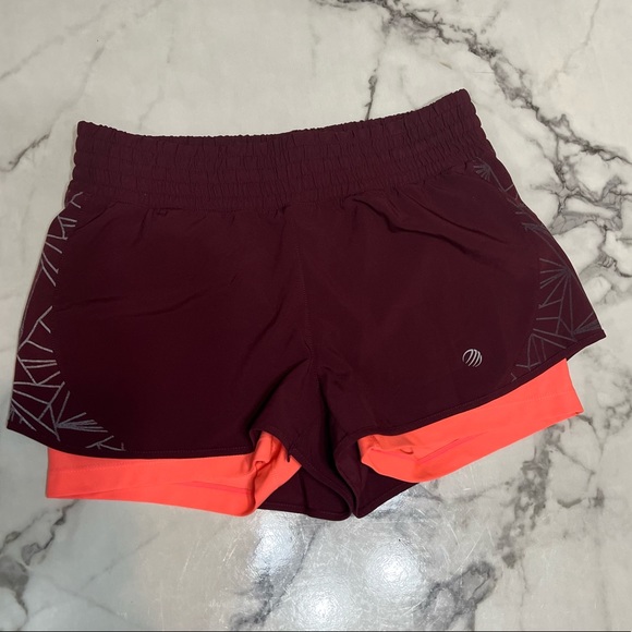 Dri Fit Double Layer Athletic Shorts Burgundy Orange - Picture 1 of 5